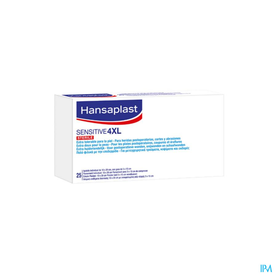 Hansaplast Sensitive Ster. 4xl 10cmx20cm Strips 25
