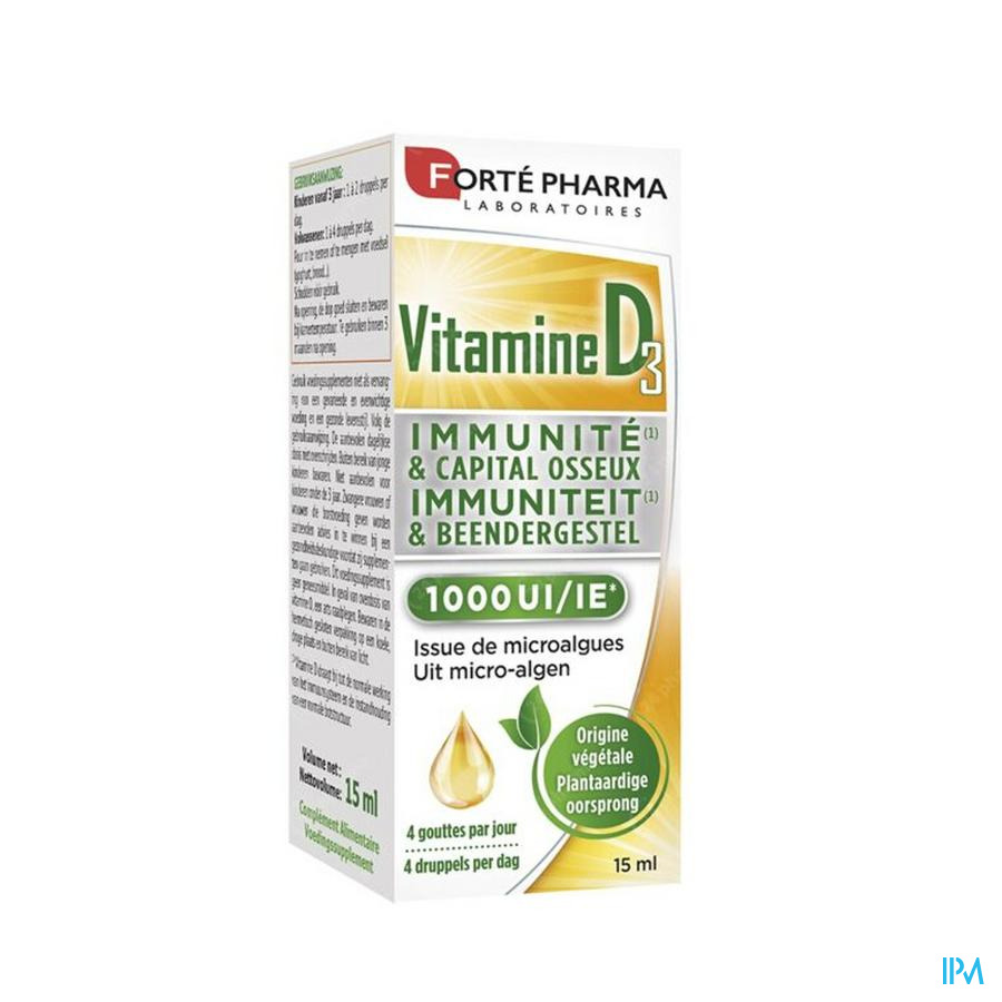Vitamine D3 1000 UI Gouttes Végétales 15ml