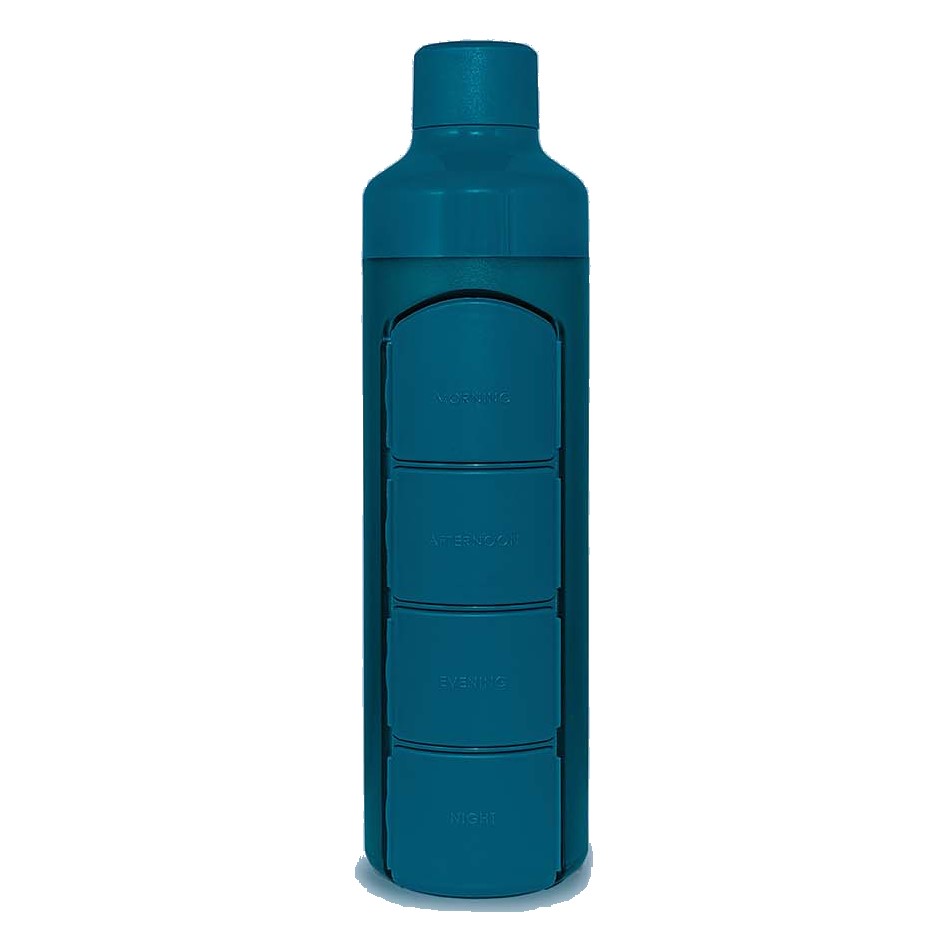 Yos Water Bottle & Pill Box Daily Bold Blue
