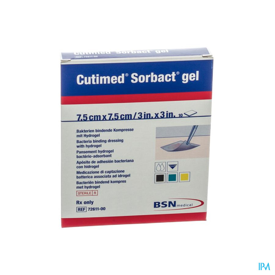 Cutimed Sorbact Gel 7,5cmx 7,5cm 10 7261100