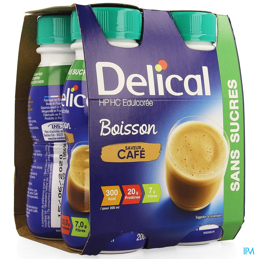 Delical Boisson Hp-hc S/sucre Cafe 4x200ml