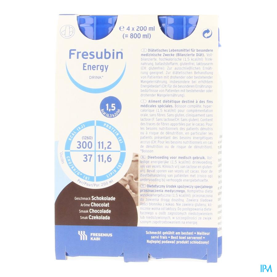 Fresubin Energy Drink Chocolat Fl 4x200ml
