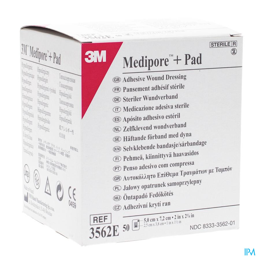 Medipore + Pad 3m 5x 7,2cm 50 3562e